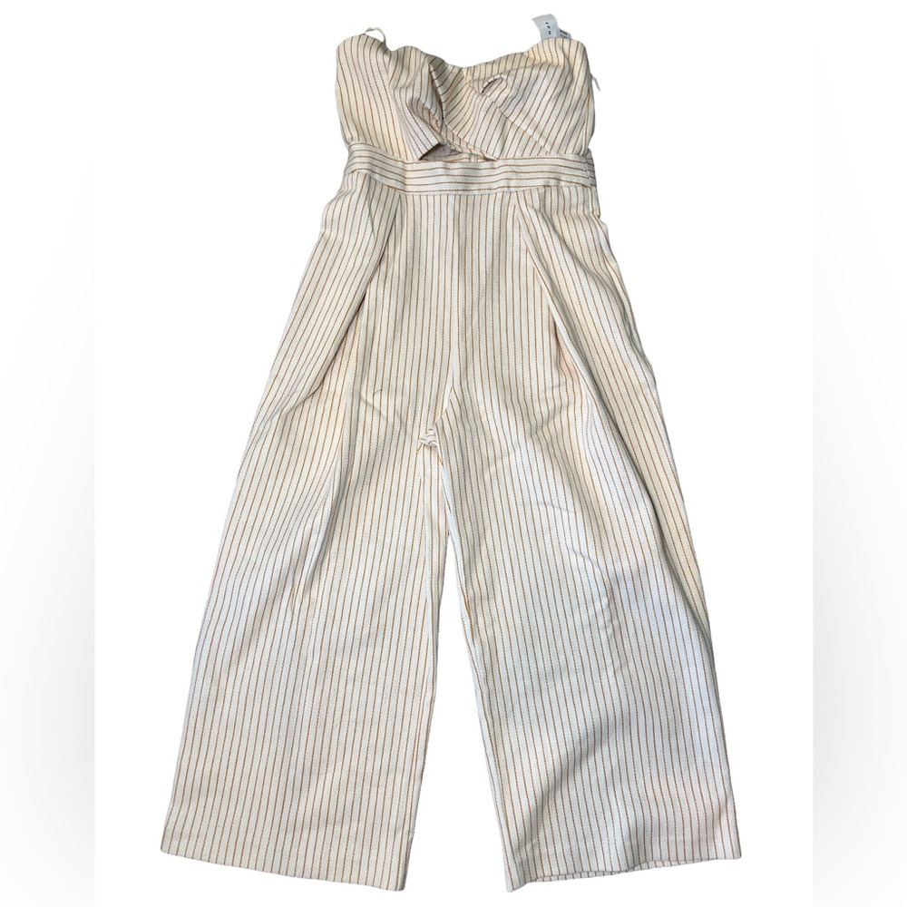 Topshop Beige Striped Jumpsuit
